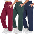 Wide Leg Womens Joggers 3 Pack - Cozy Fleece Baggy Sweatpants