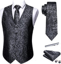Barry.Wang Mens Suit Vest Paisley Silk Jacquard 5PCS Set - Polished