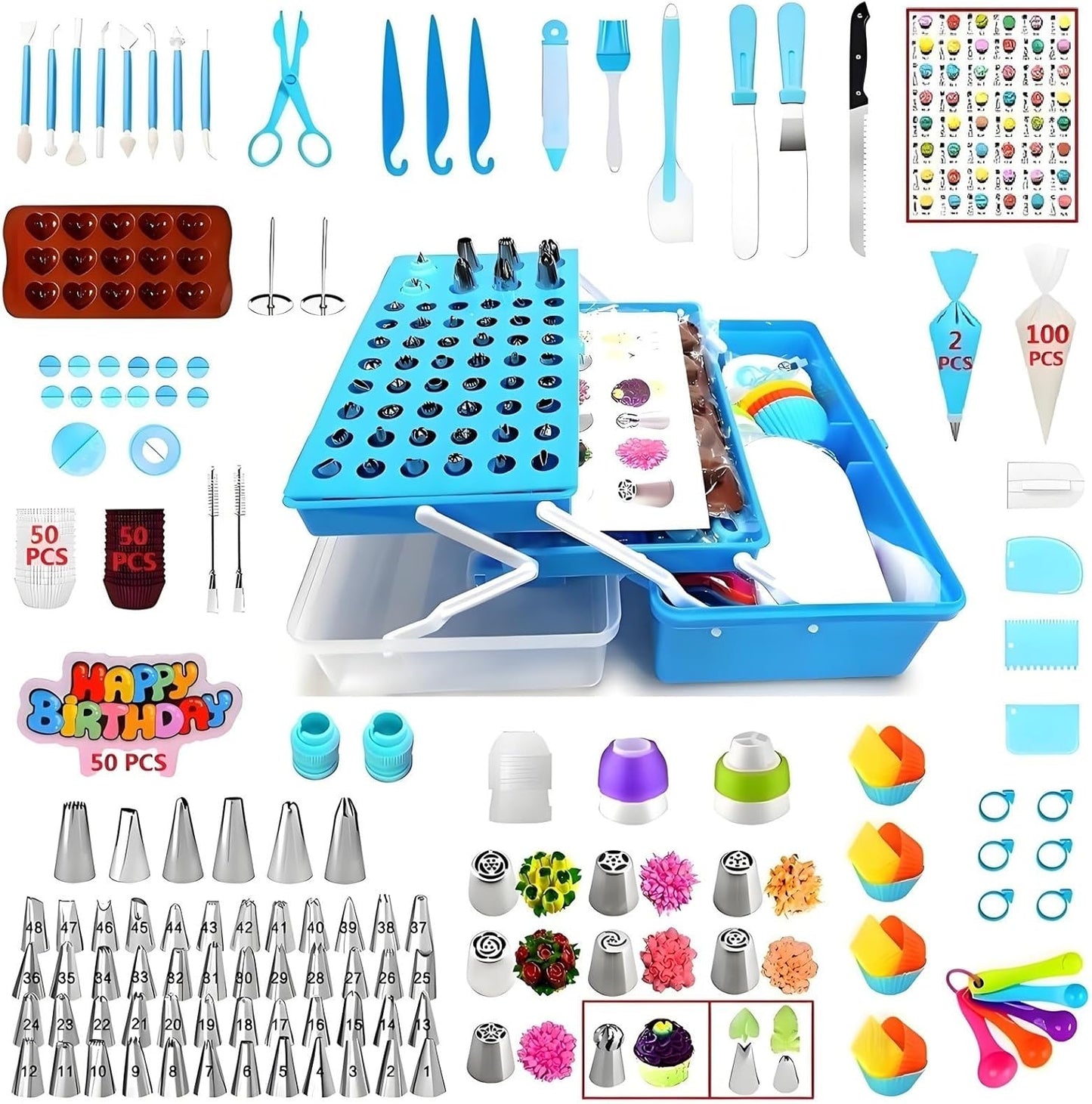 387 Pcs Cake Decorating Kit with Piping Bags and Tips Set