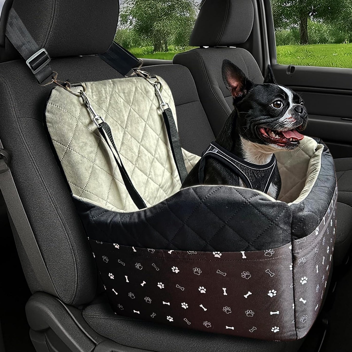 Dog Car Seat for Small Dogs with Bonus Safety Harness Included