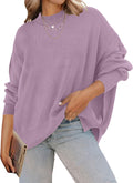 Womens Fall 2025 Oversized Ribbed Knit Pullover - Side Slit Tunic