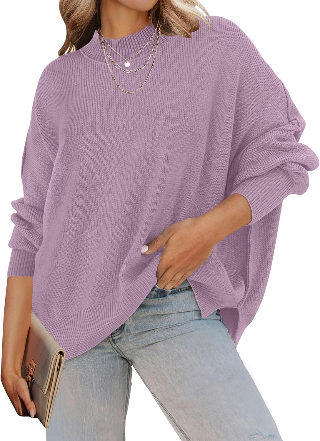 ZESICA Women's Casual Long Sleeve Oversized Knit Pullover Sweater