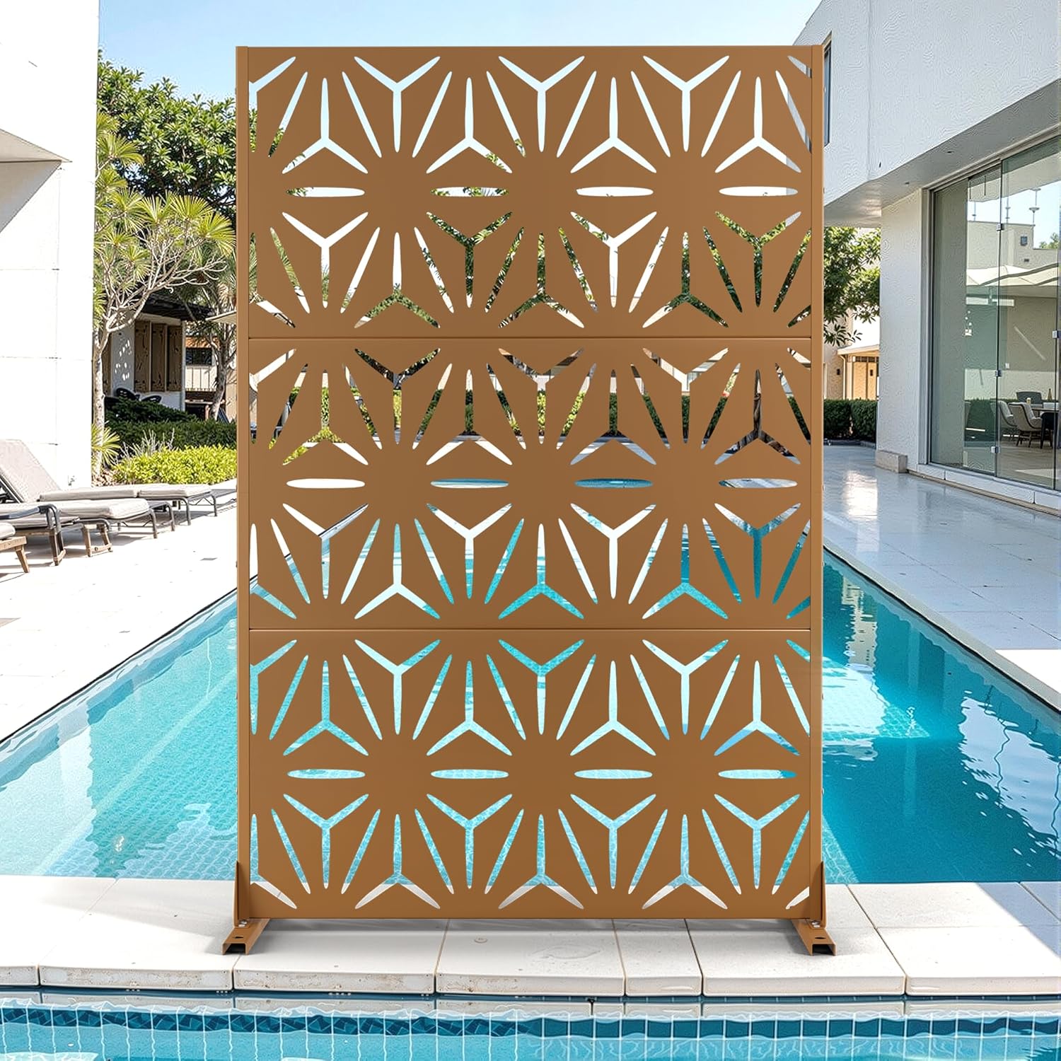 Metal Privacy Screen for Outdoor & Indoor Use, Stylish Panels