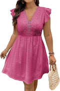 Eytino Plus Size Summer Ruffle Lace V Neck Dress - Flattering Fit
