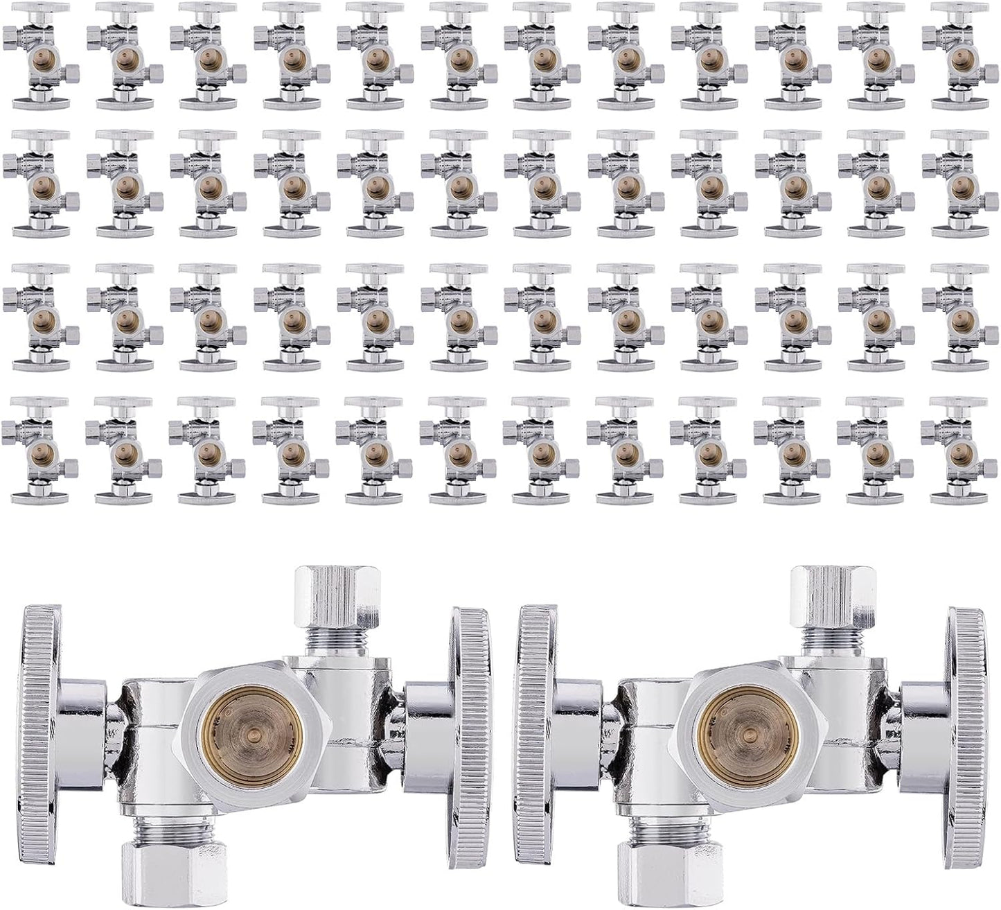 Pack of 50 EFIELD 1/4-Turn Dual Compression Outlet Angle Stop Valves