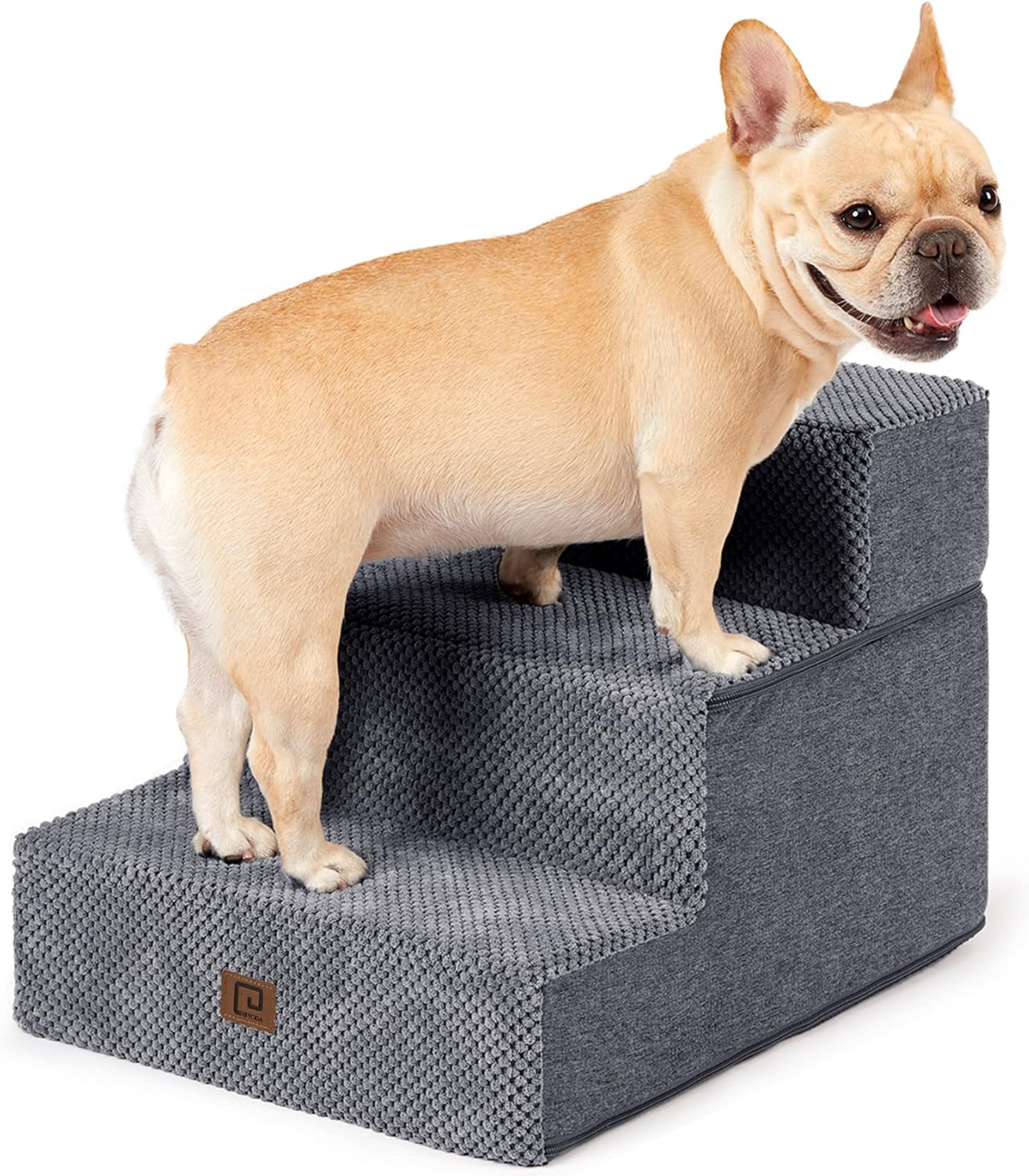 EHEYCIGA Dog Stairs for Small Dogs - 3-Step Pet Steps Grey