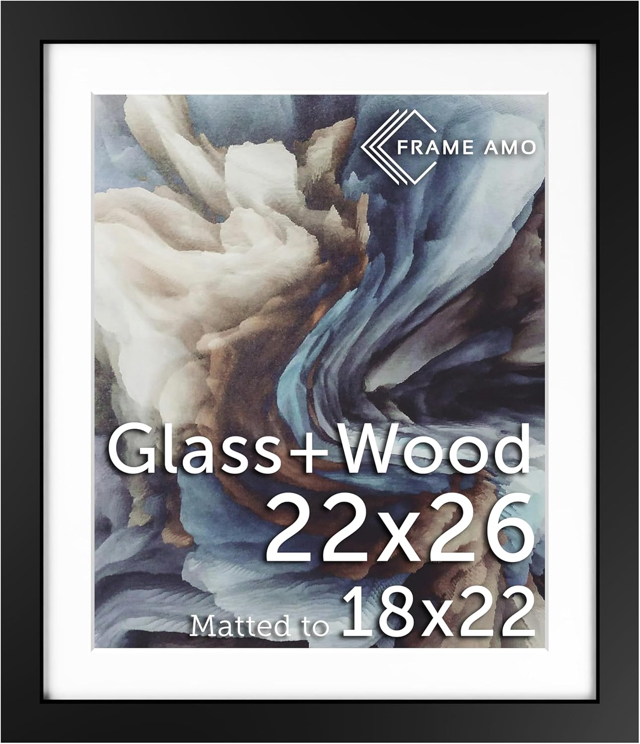 Black Solid Wood Poster Frame for 18x22 Images - High-End Quality