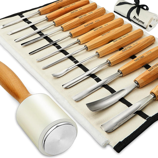 Wood Carving Kit with 12 PCS Tools for Beginners and Pros