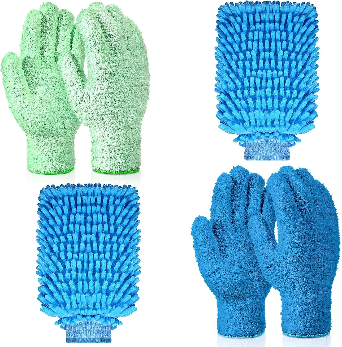 Washable Microfiber Dusting Gloves - Set of 6 for Effortless Cleaning!