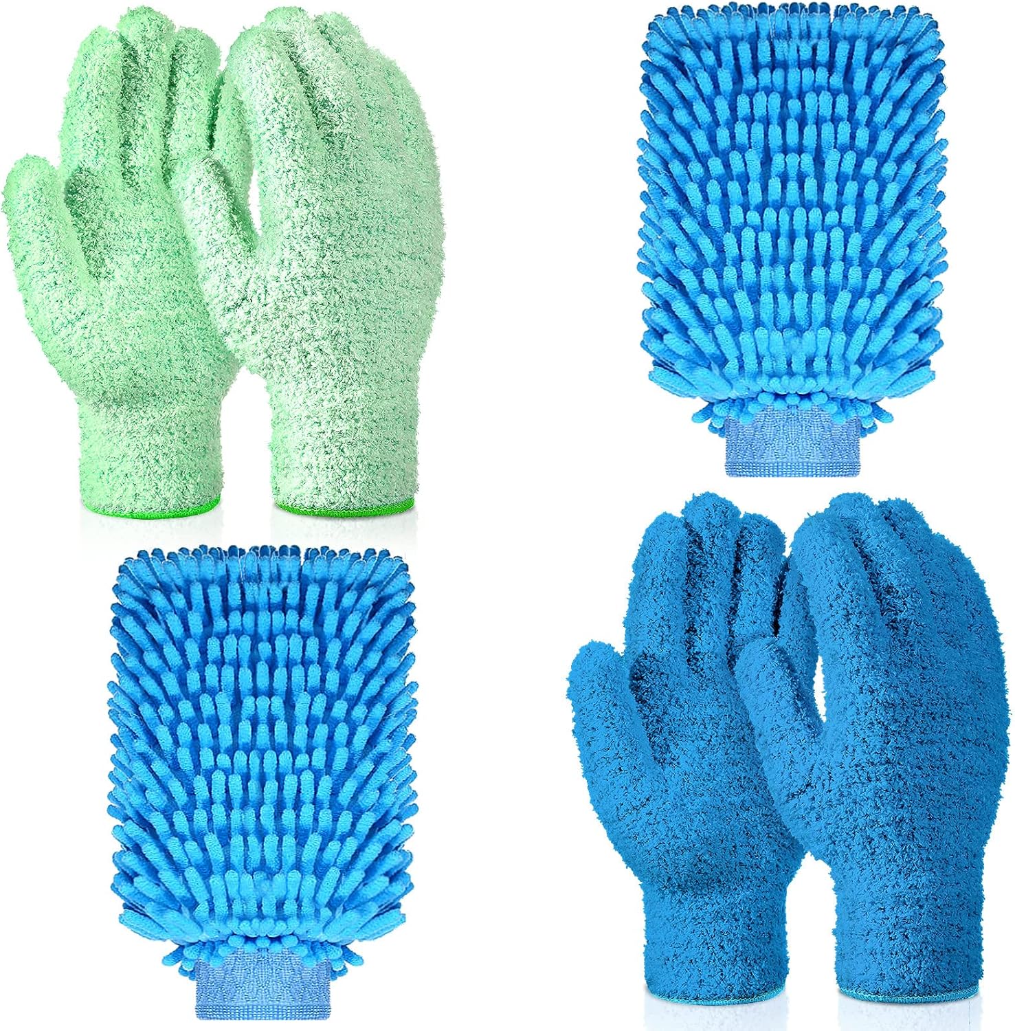 Washable Microfiber Dusting Gloves - Set of 6 for Effortless Cleaning!
