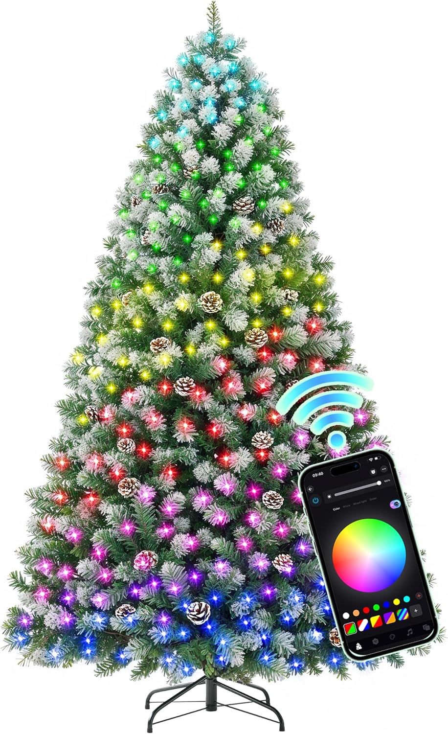 7.5ft Prelit Christmas Tree with 379 LED Lights for Home