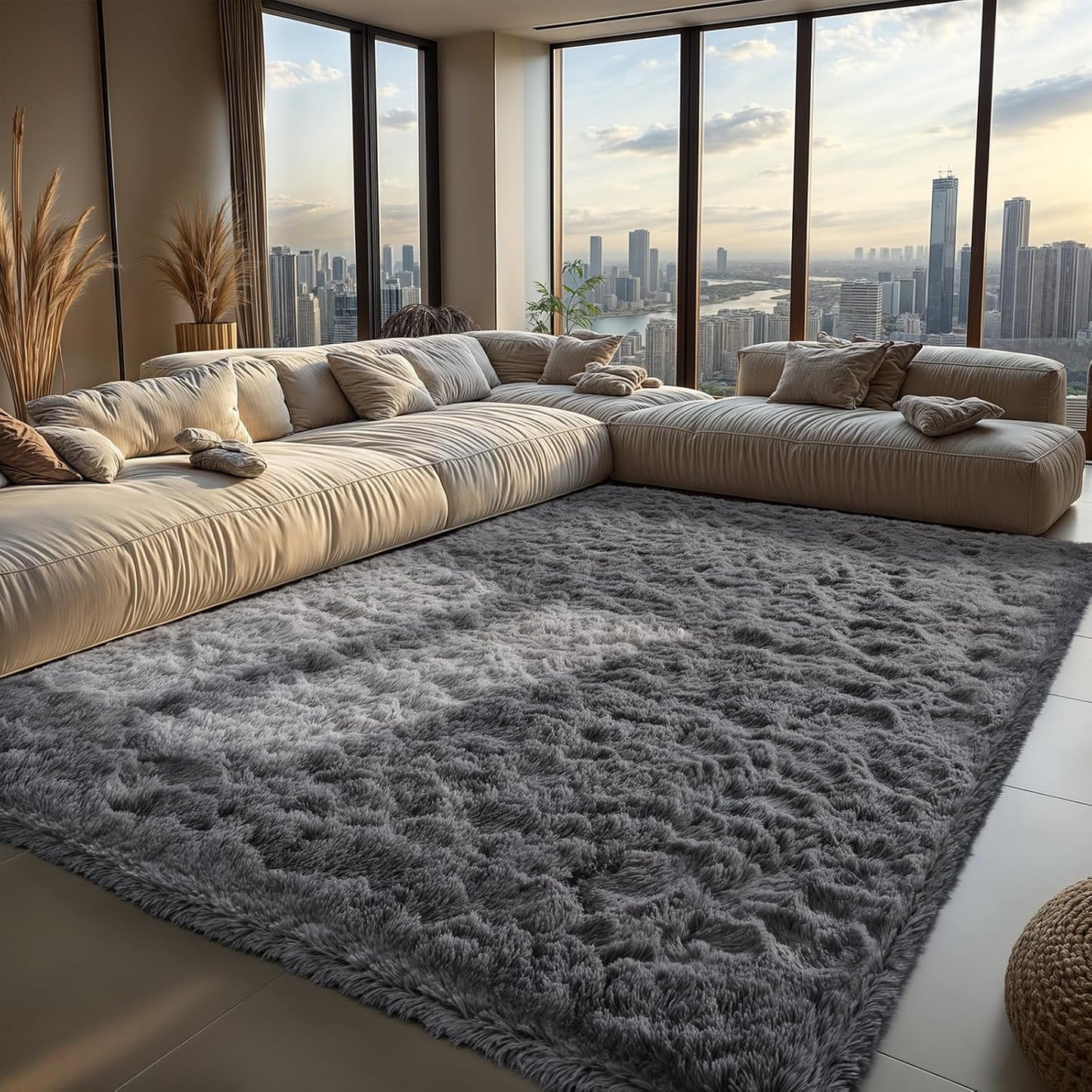 Plush Grey Shag Rug by Zentavio