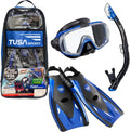 TUSA Sport Black Series Visio Tri-Ex Mask, Dry Snorkel & Fins Set