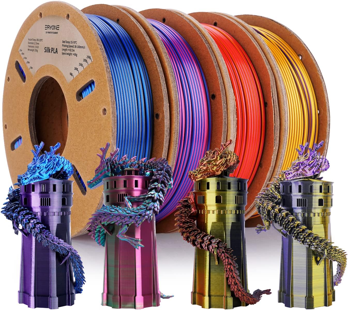 ERYONE Silk Tri-Color Coextrusion PLA Filament for 3D Printing