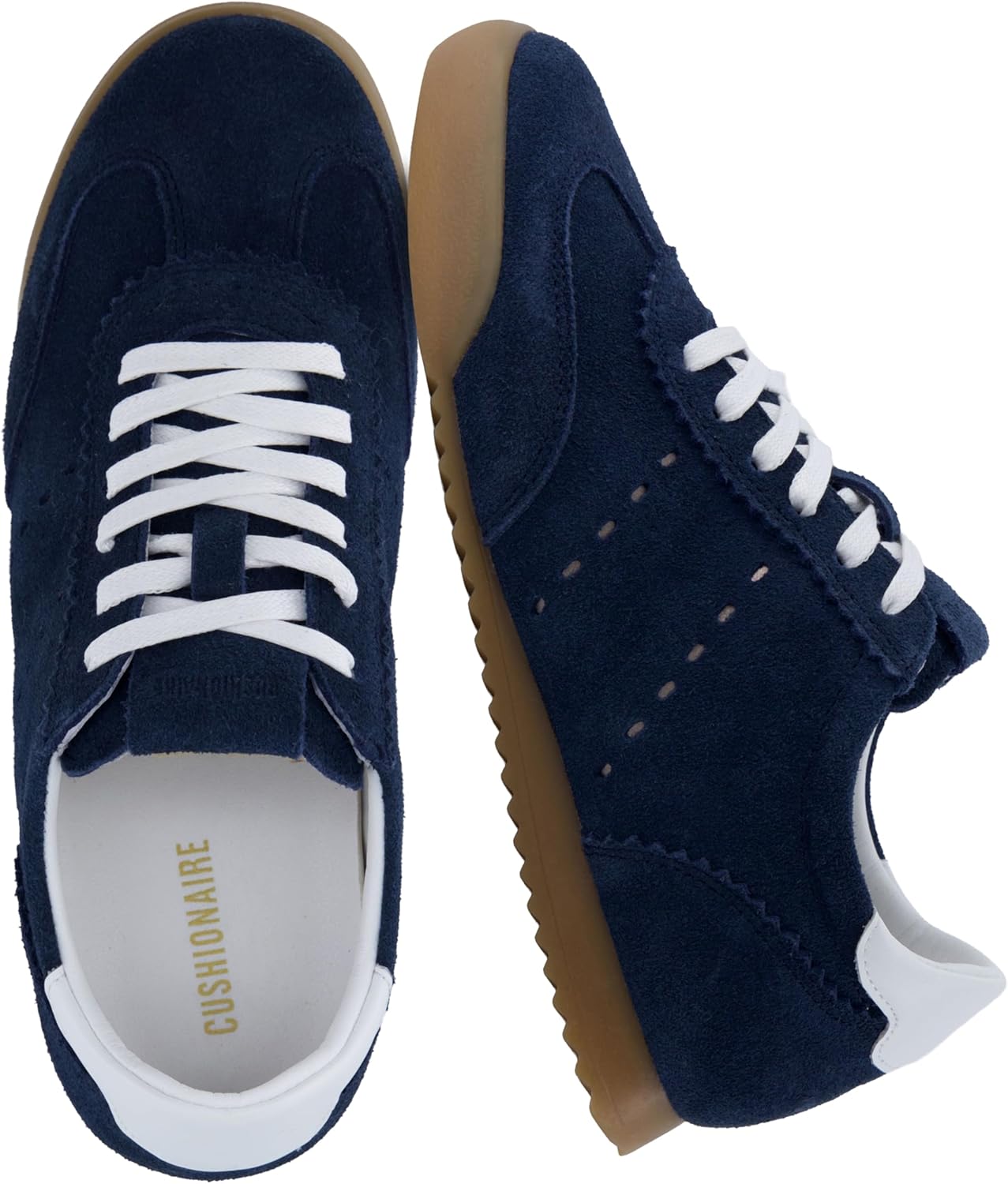 CUSHIONAIRE Tick Tock Women's Leather Lace-Up Casual Sneakers