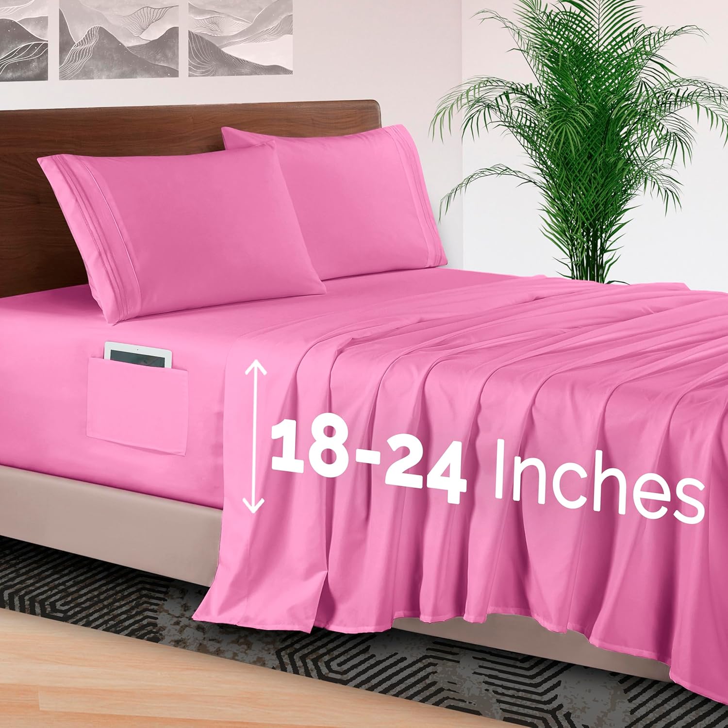 Elegant Comfort 4-Piece Queen Bed Sheet Set in Light Pink