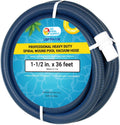 Pool Vacuum Hose 1-1/2in x 36ft Spiral-Wound - Kink-Free Swivel