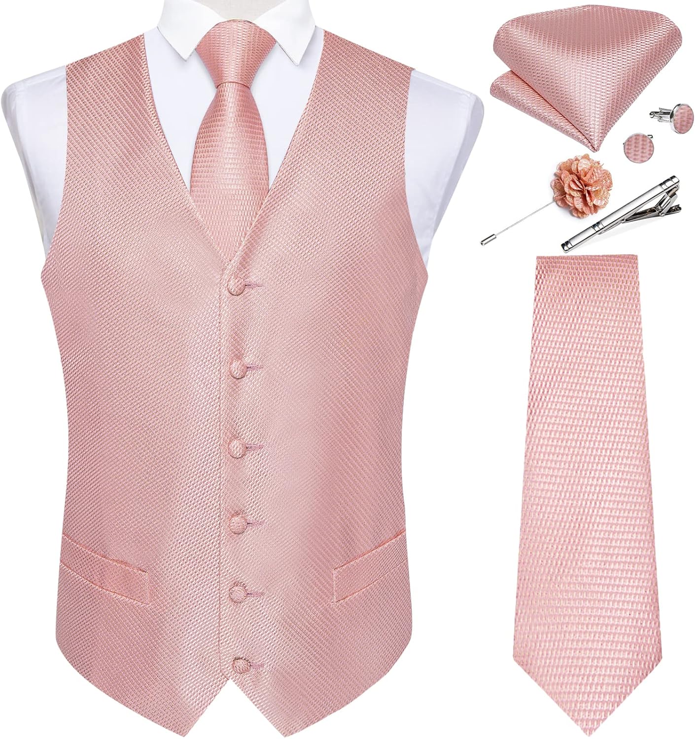DiBanGu Mens Vest and Tie Set for Formal Occasions and Weddings