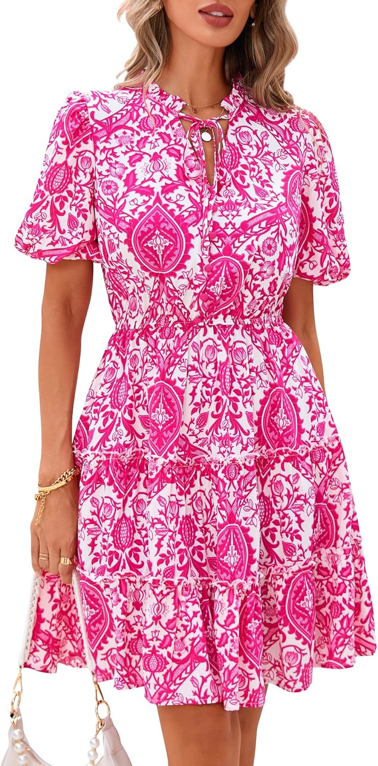 BTFBM Women Summer Floral Short Dresses for Casual Style