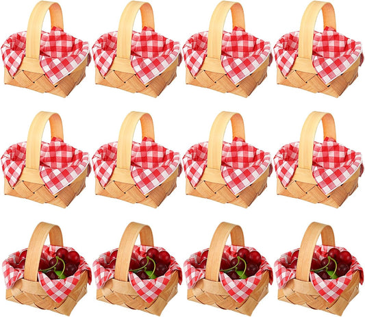 Christmas Mini Woven Baskets with Napkins for Festive Gatherings