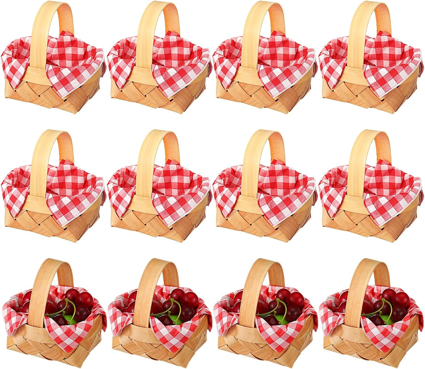 Christmas Mini Woven Baskets with Napkins for Festive Decor