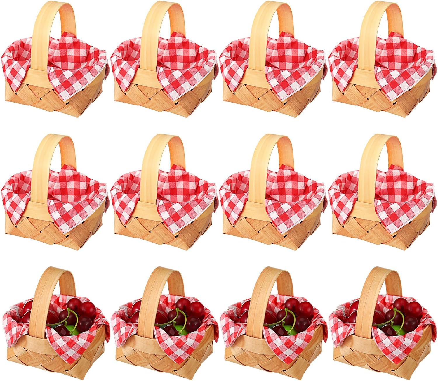 Christmas Mini Woven Baskets with Napkins for Festive Decor