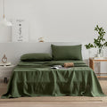 EVERLY Linen Queen Sheets Set Mossy Green - 100% Stonewashed French