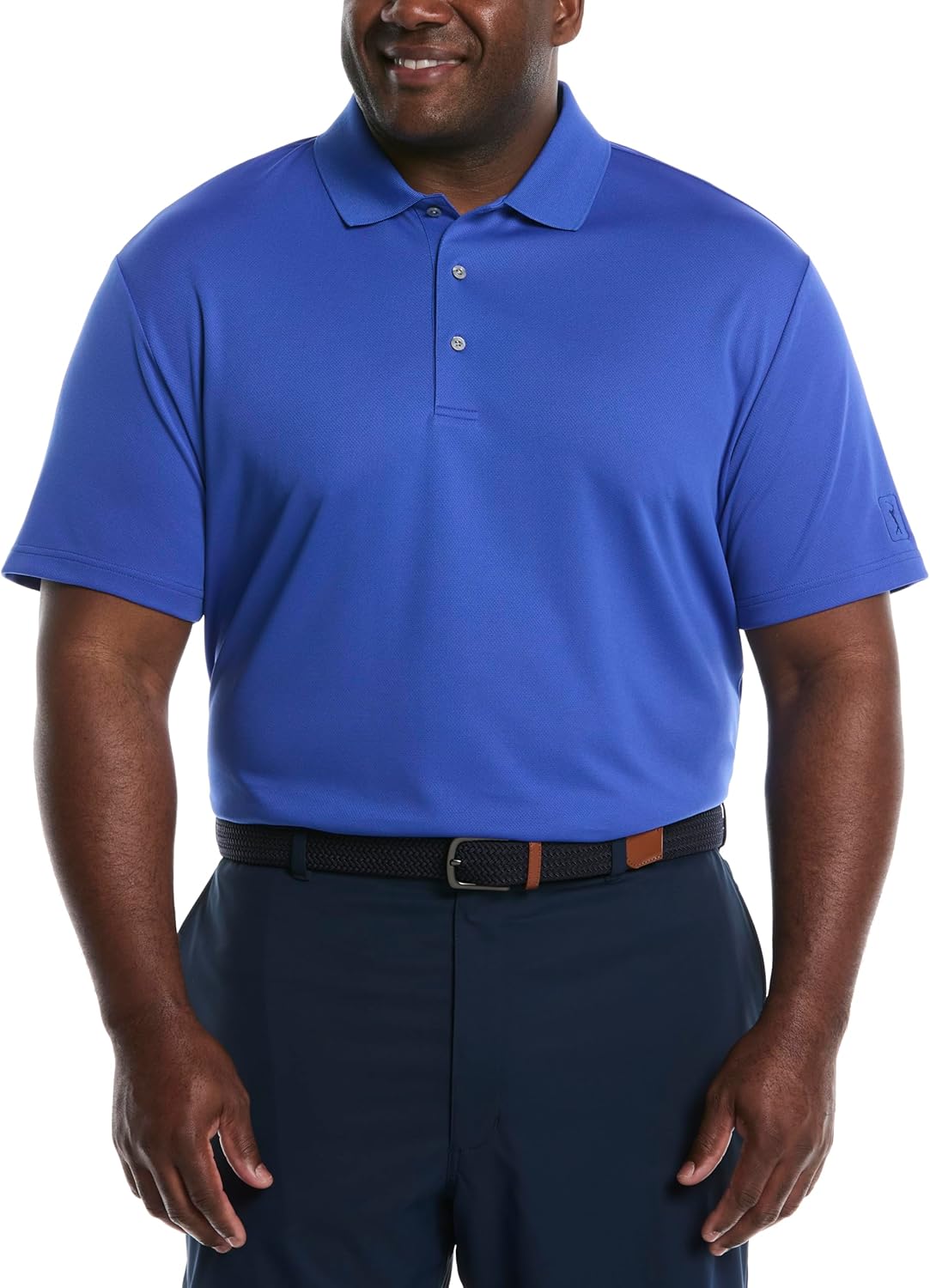 PGA Tour Men's Airflux Solid Mesh Golf Polo Shirt for Comfort
