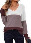 Womens V Neck Crochet Sweater Pullover - Lightweight Fall 2025