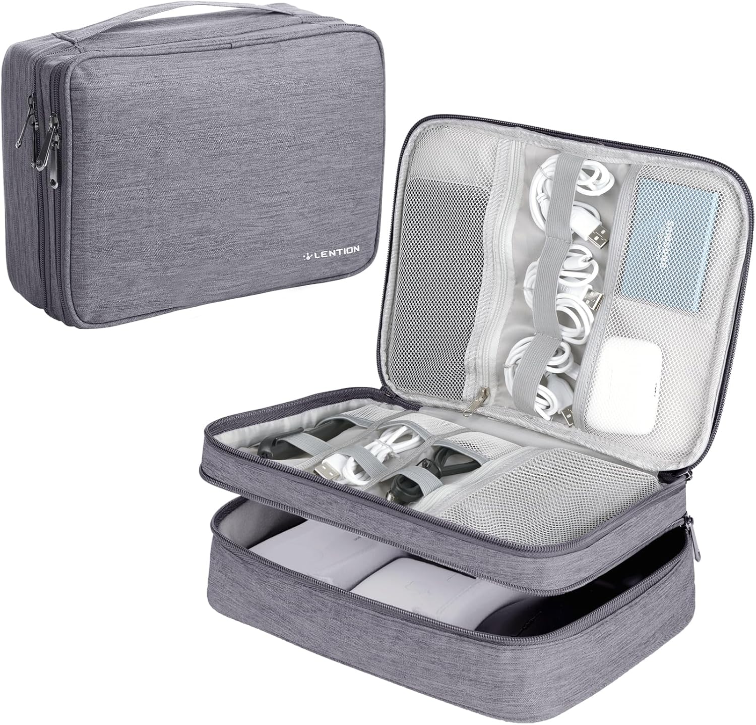 LENTION Double-Layered Electronics Organizer: Waterproof & Stylish
