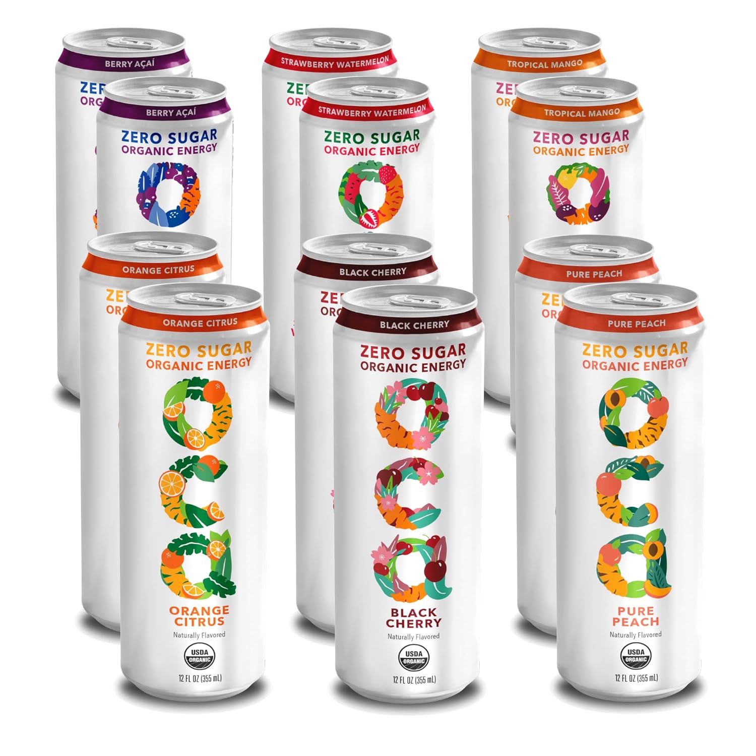 OCA ZERO Variety Pack: Organic Energy Drink, Zero Sugar, Vegan