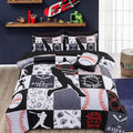 Baseball Comforter Set Twin - Geometric Grid Black Patchwork Bedding