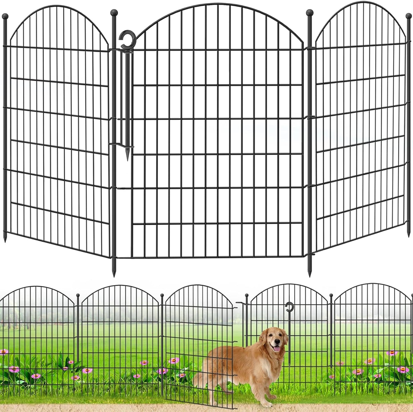 Decorative Garden Fence 40in x12ft, Durable Animal Barrier