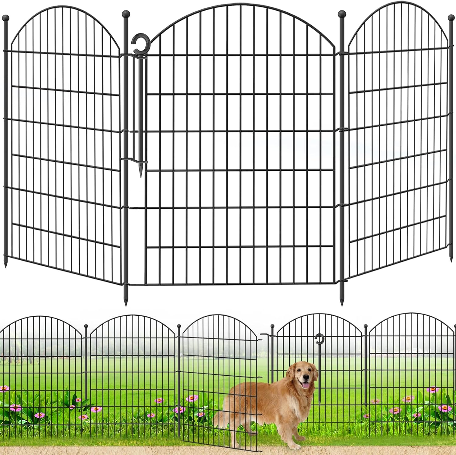 Decorative Garden Fence 40in x12ft, Durable Animal Barrier