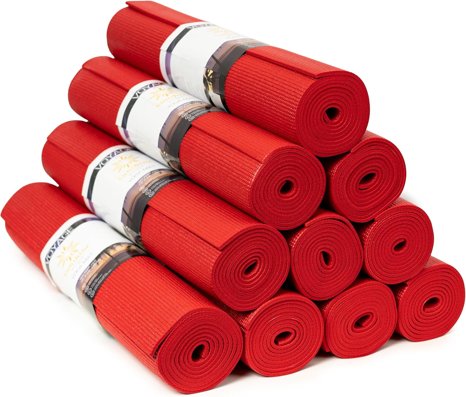 10 Pack Sunshine Yoga Bulk Mats: Durable, Non-Slip, 5mm Thick