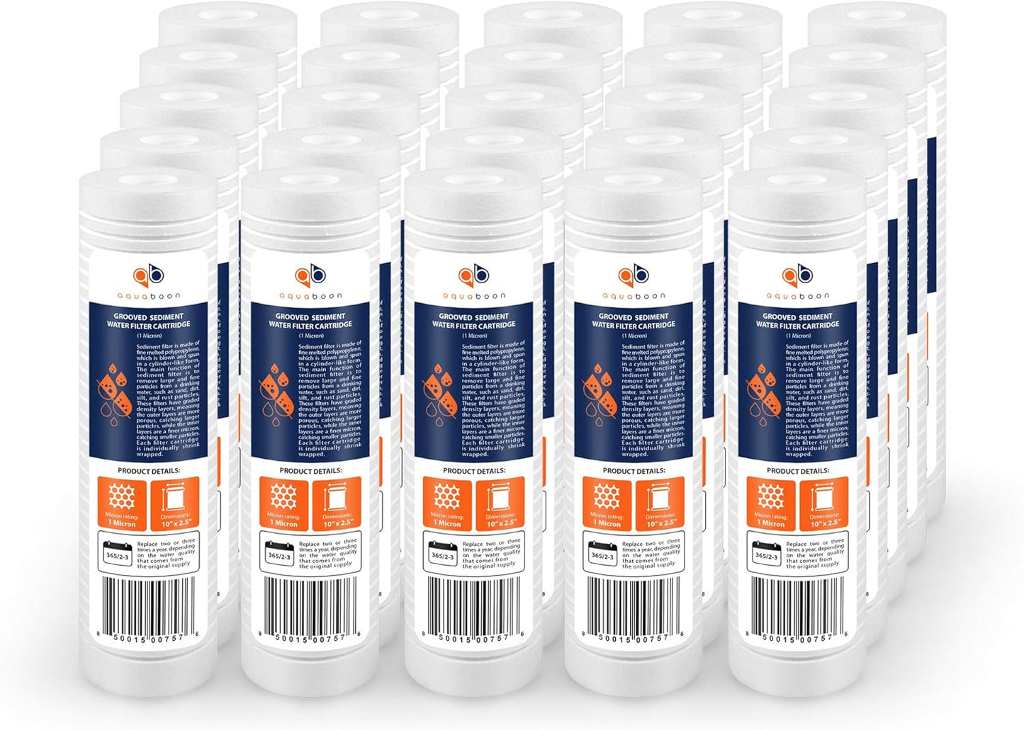 Aquaboon 10 x 2.5 1 Micron Grooved Sediment Water Filter Cartridge