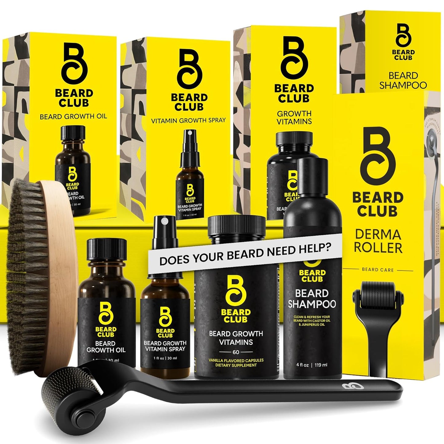 Advanced Beard Growth Kit with Derma Roller and Oils for Men