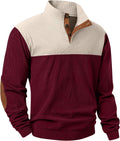 Mens Corduroy Quarter Button Pullover - Stand Collar, Pockets