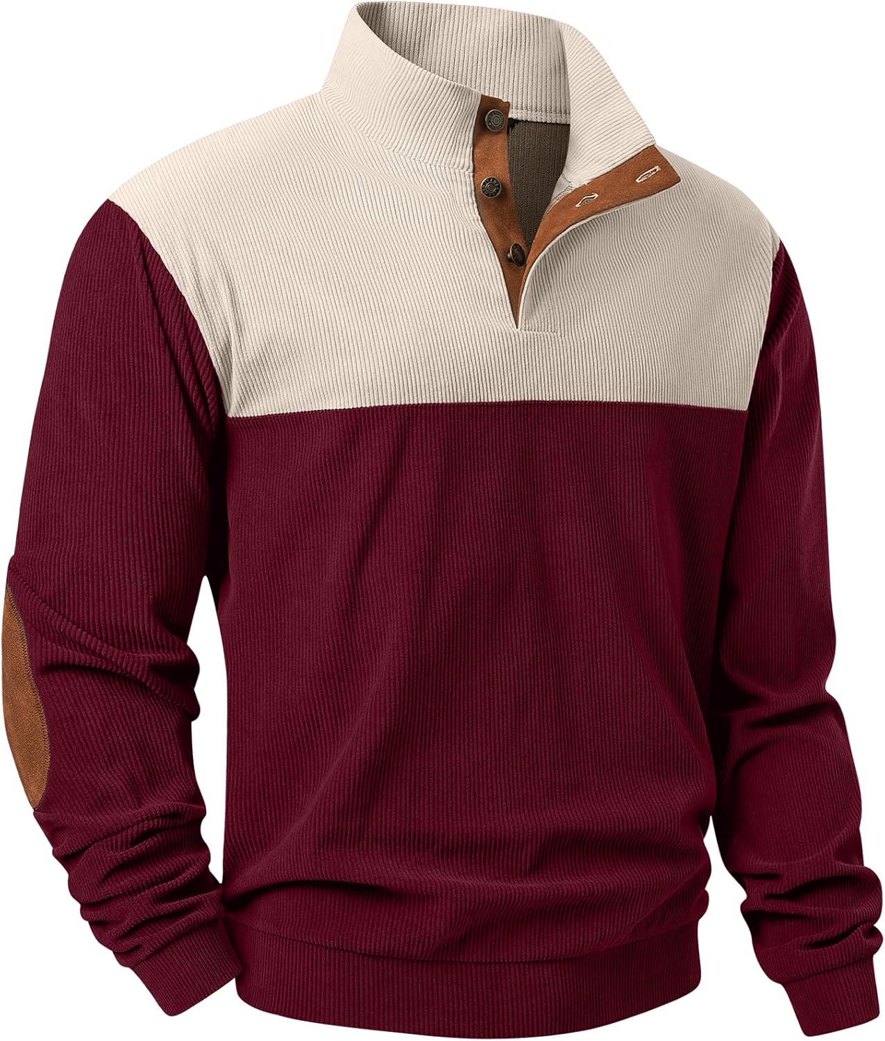 JMIERR Mens Warm Corduroy Sweatshirt with Stand Collar Design