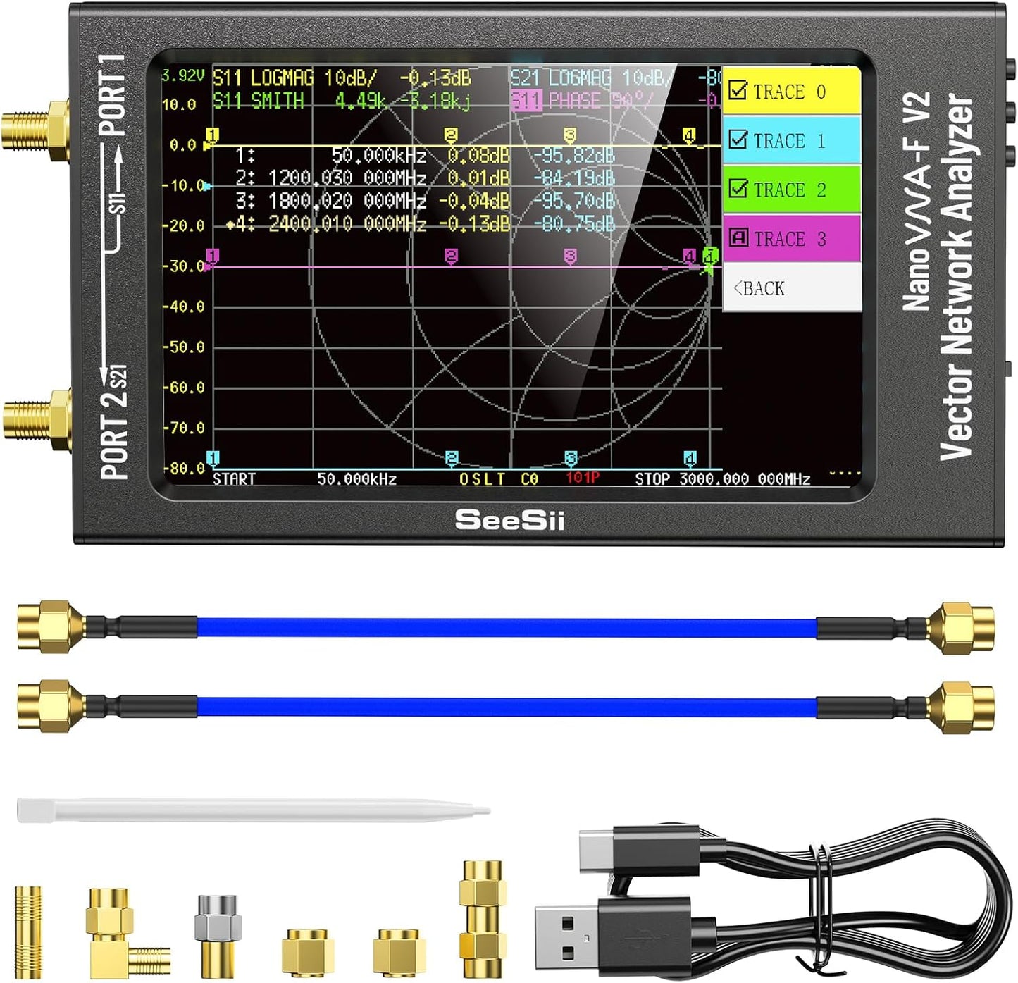 Upgraded NanoVNA-F V2 Vector Network Analyzer for Antennas