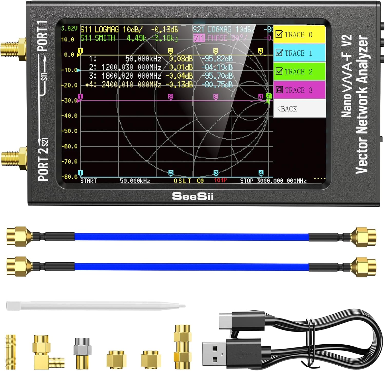 Upgraded NanoVNA-F V2 Vector Network Analyzer for Antennas