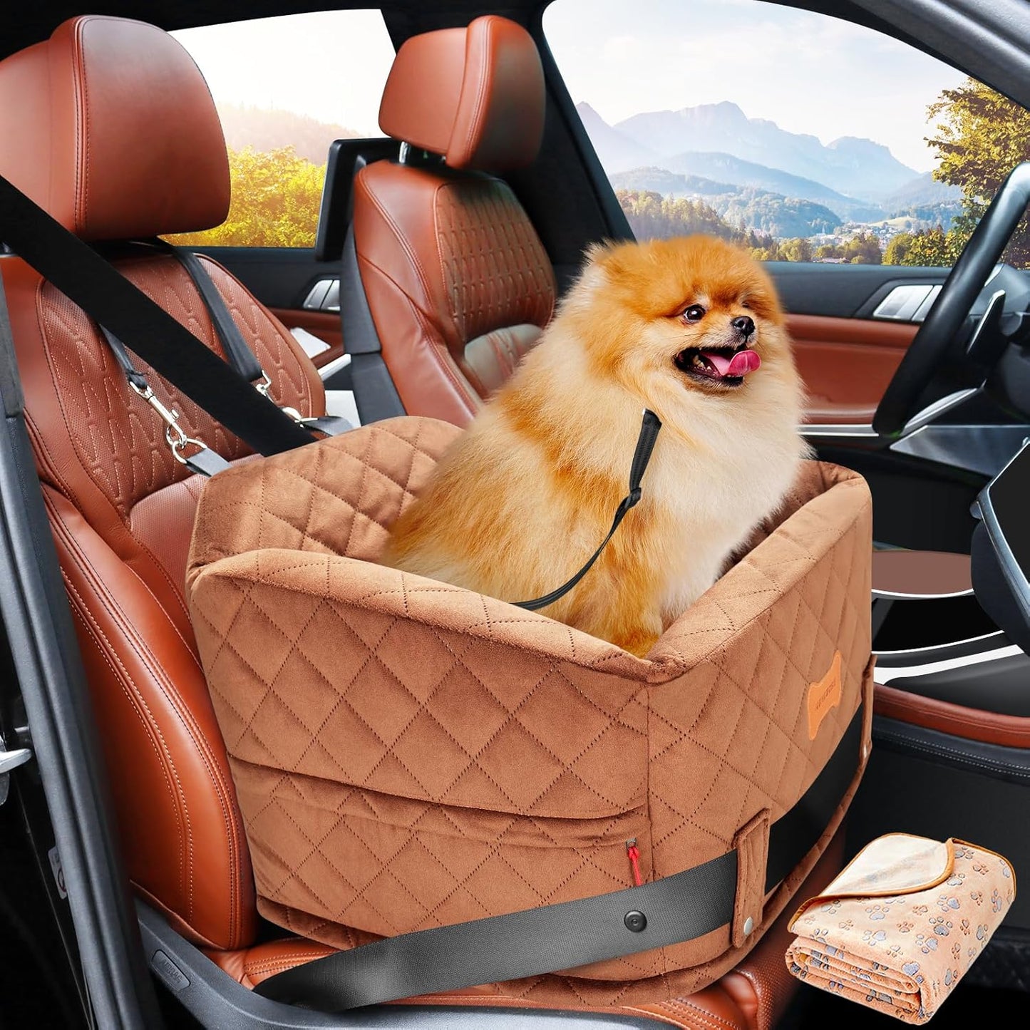 Memory Foam Dog Car Seat - Cozy & Safe Travel for Small Dogs