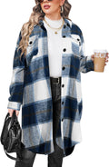 IN'VOLAND Plus Size Flannel Plaid Long Jacket - Cozy Lightweight Shoes