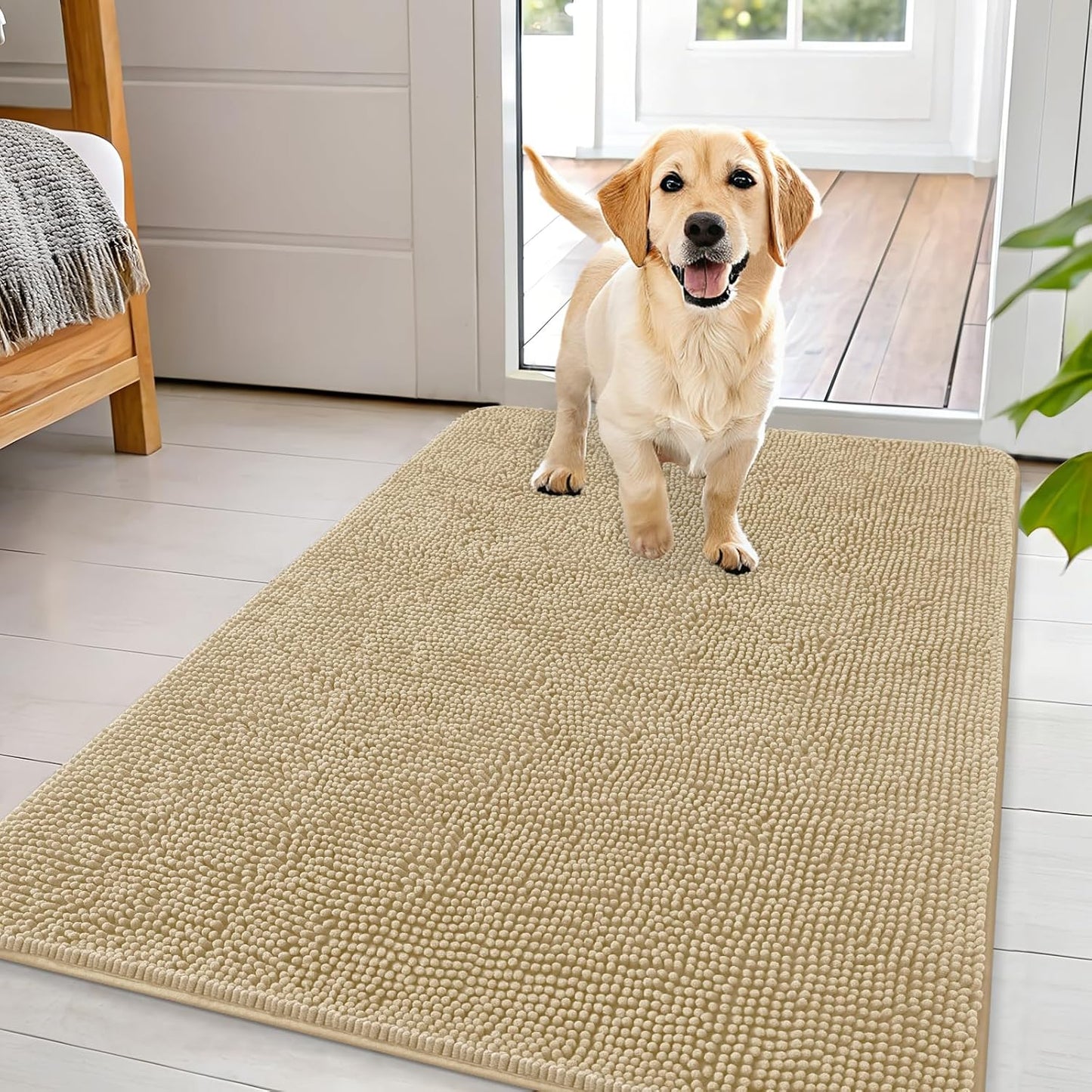 OLANLY Dog Door Mat for Muddy Paws - Absorbent Chenille Mat