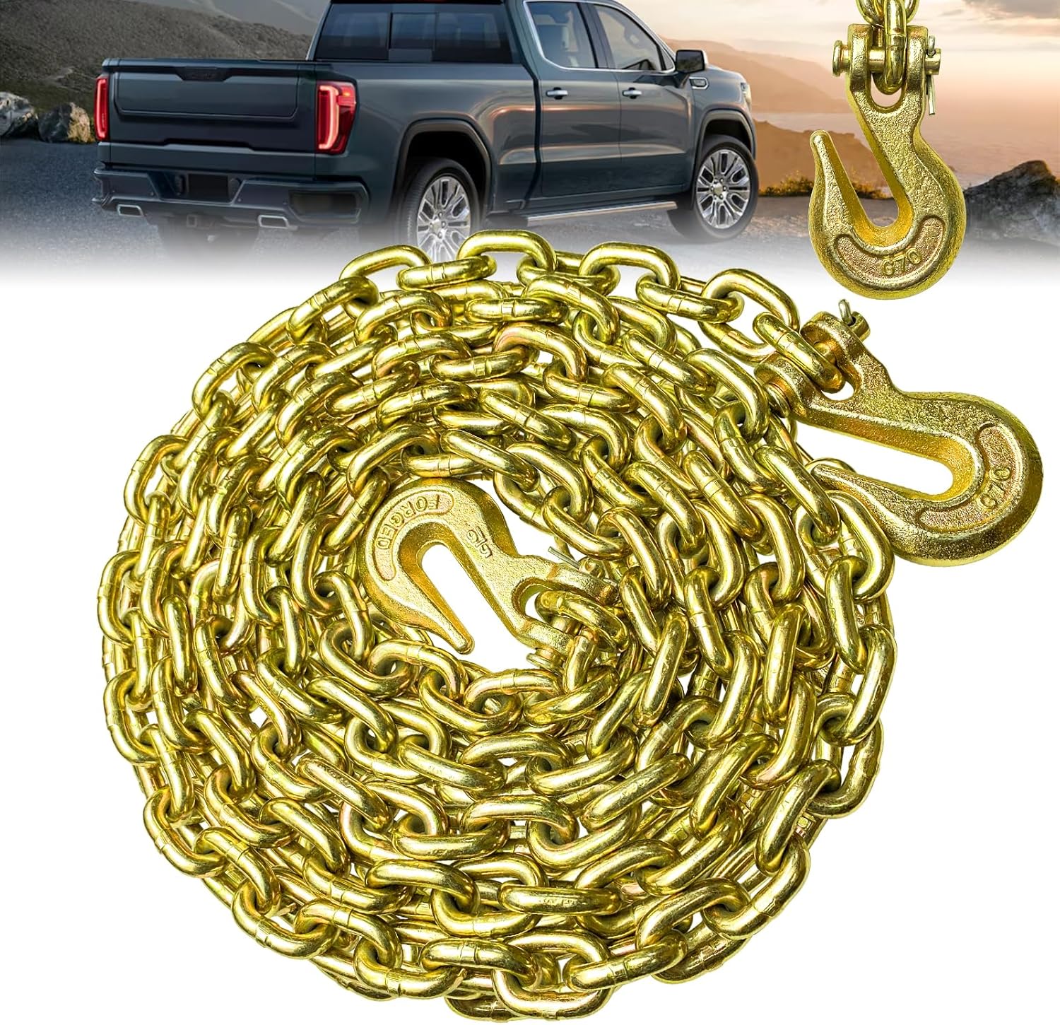 G80 Trailer Chains with Hooks - 5/16In25Ft Log Chain for Towing