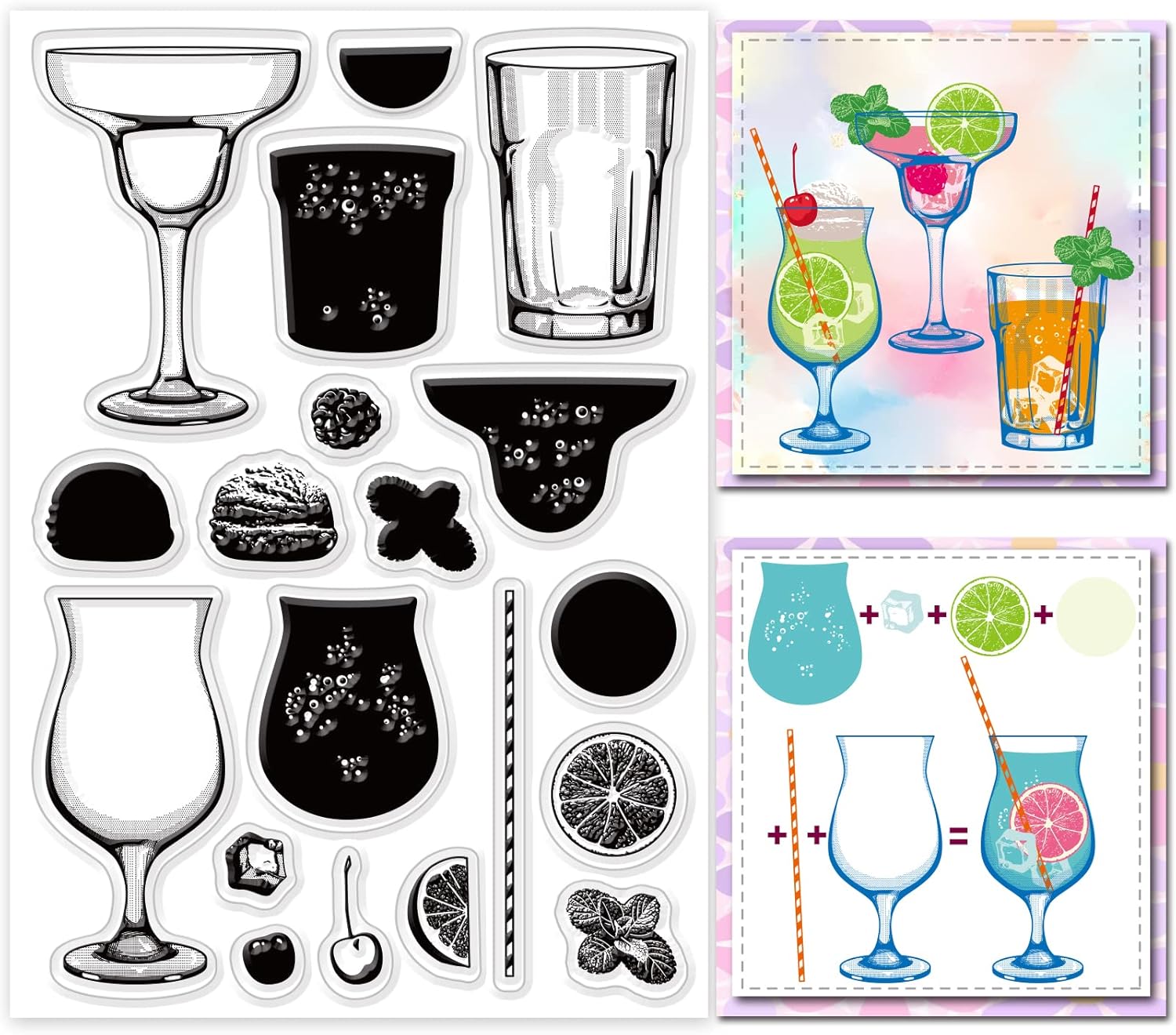 GLOBLELAND Layered Drinks Clear Stamps - Craft With Cocktails!