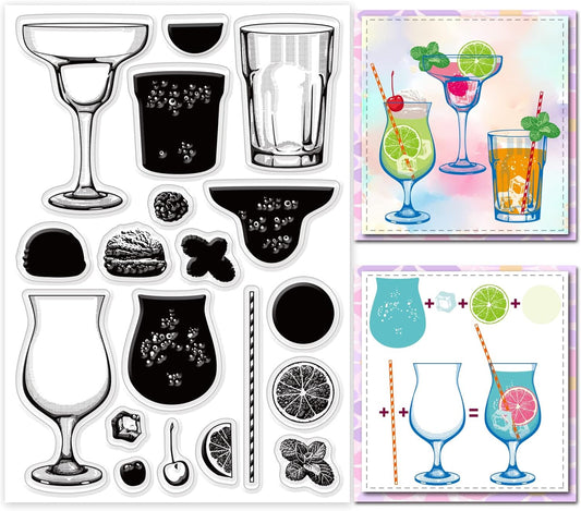 GLOBLELAND Layered Drinks Clear Stamps - Craft With Cocktails!