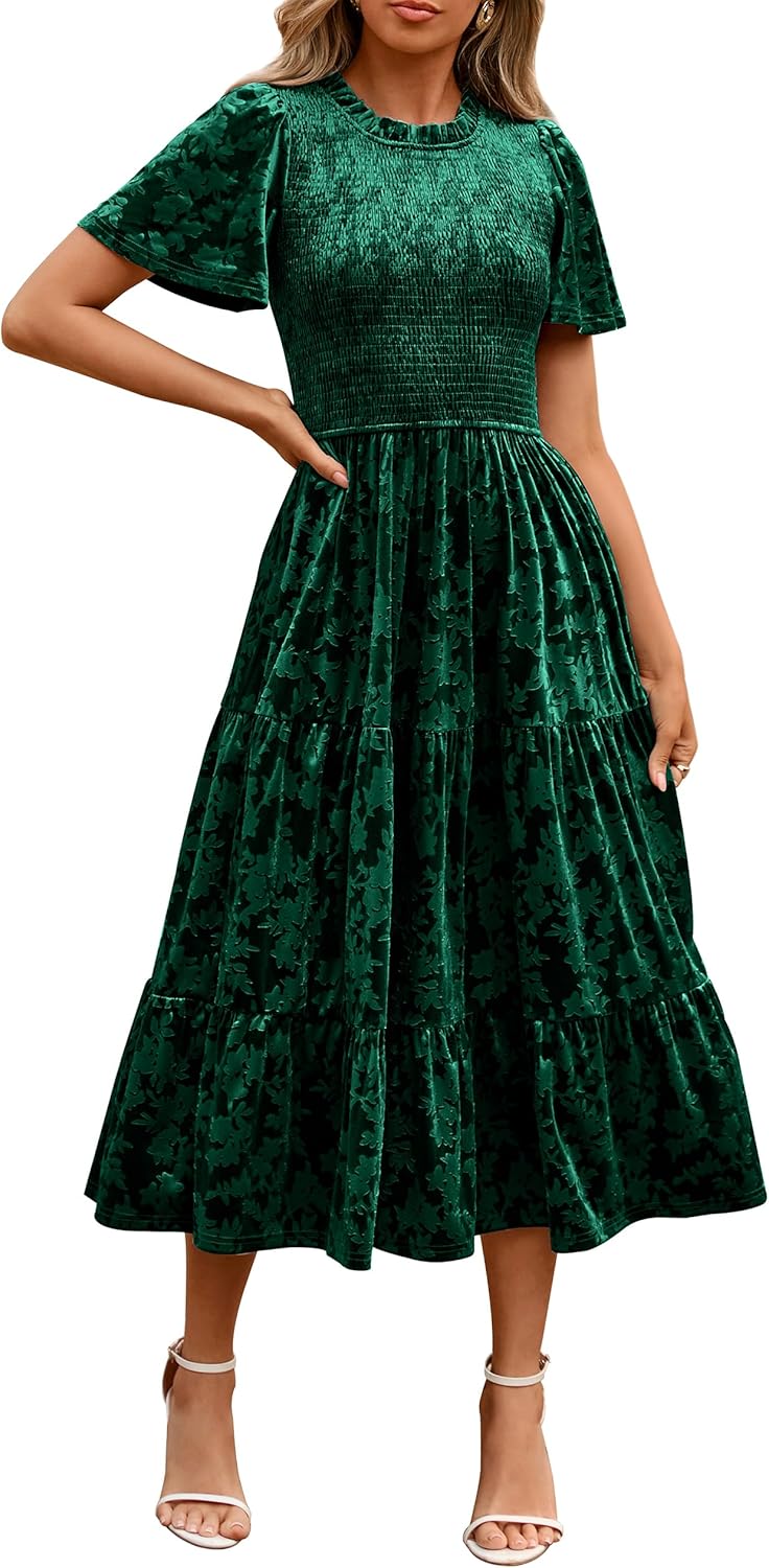 Elegant Simplee Velvet Dress for Women with Floral Design