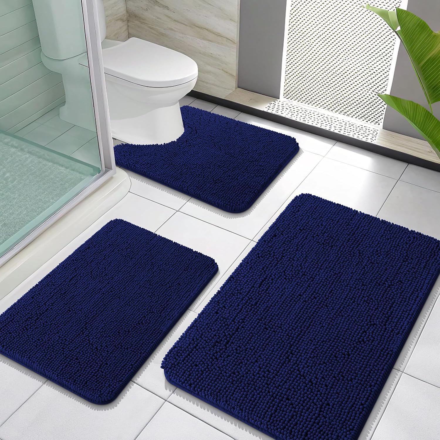 OLANLY Soft Chenille Bathroom Rugs Set for Ultimate Comfort