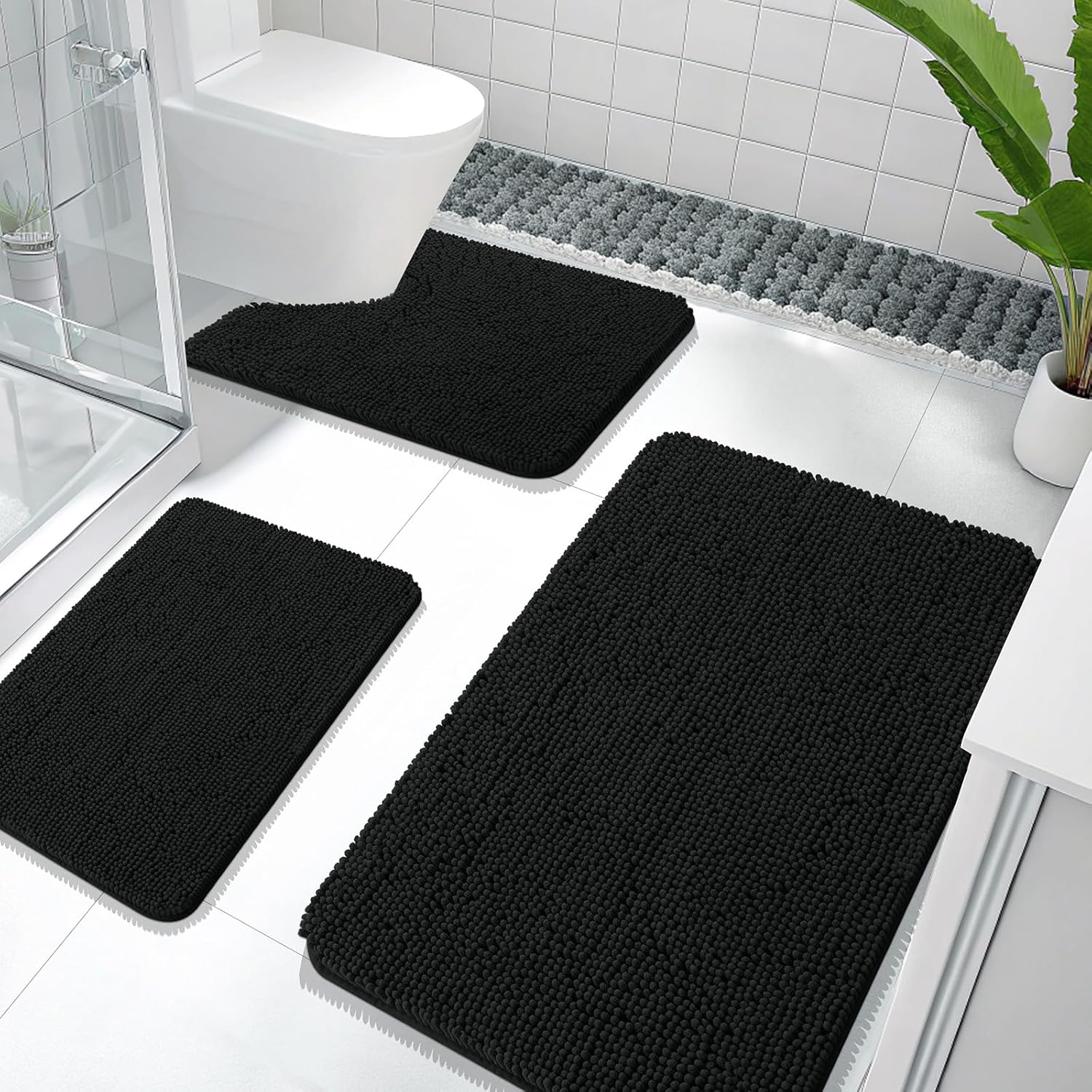 OLANLY Soft Chenille Bathroom Rugs Set for Ultimate Comfort